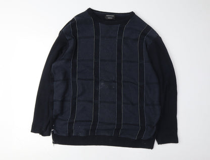 Greenwoods Casual Men's Black Checked Pullover XL
