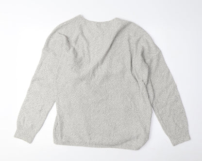 Kimchi Blue Women's Grey V-Neck Pullover Jumper M