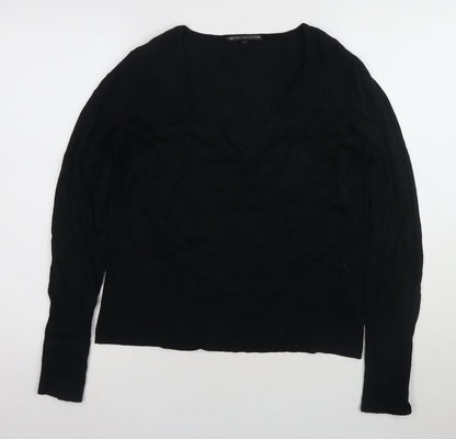 Marks & Spencer Women's Black V-Neck Blouse, Size L
