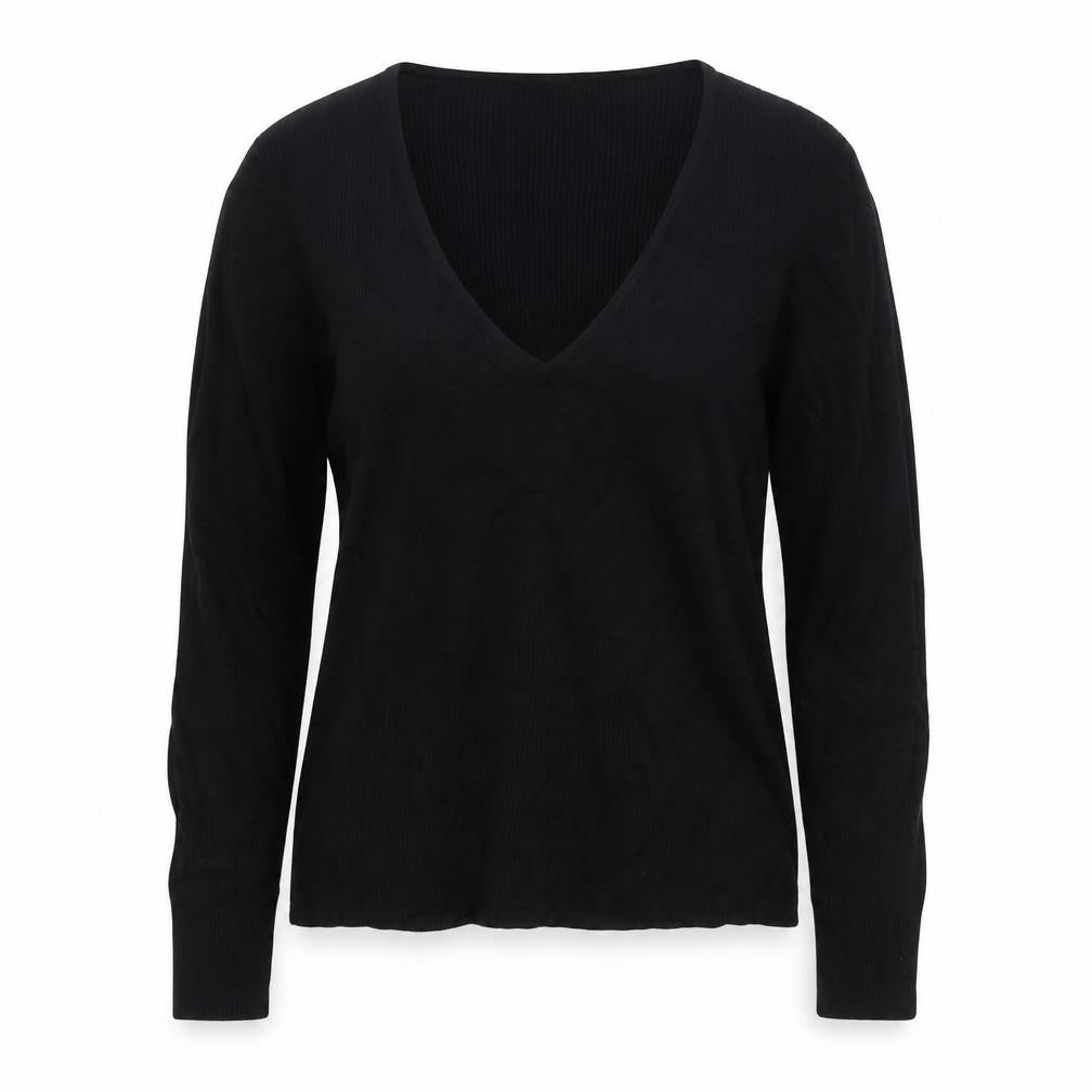 Marks & Spencer Women's Black V-Neck Blouse, Size L