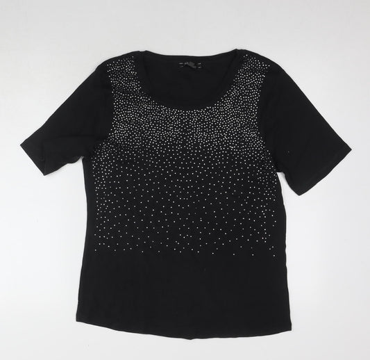 Adagio Black Rhinestone Women's T-Shirt Size 14