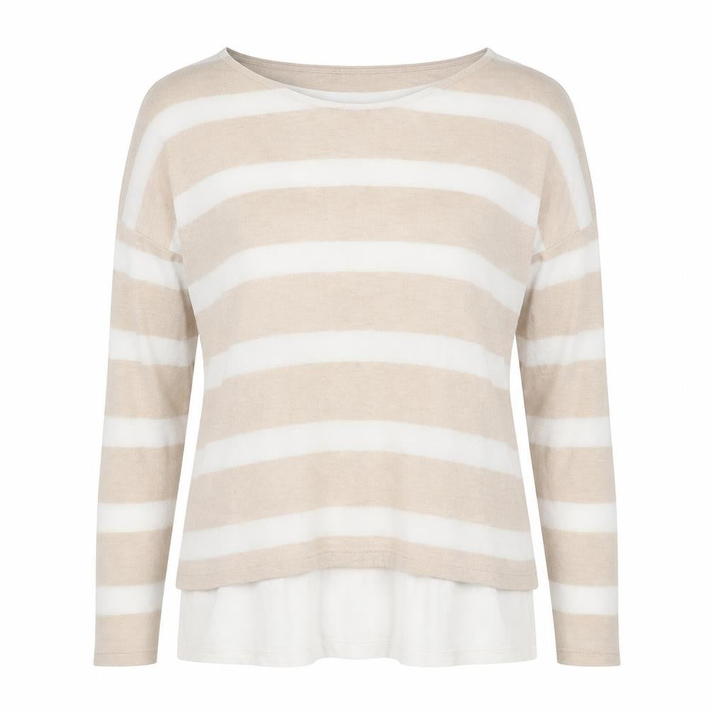 Marks & Spencer Women's Beige Striped T-Shirt Size 12