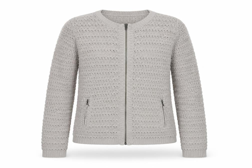 Marks & Spencer Women's Beige Full Zip Cotton Jumper Size 16