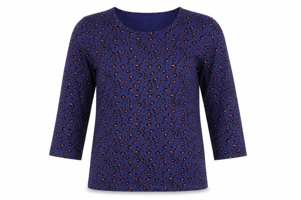 Damart Women's Blue Animal Print Blouse Size 12