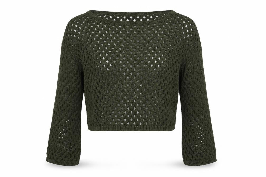 STR Green Knit Pullover Jumper Women Boat Neck Size L