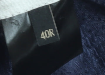 Brand and care label for Jaeger Men's Blue Suit Jacket 40R Regular Fit