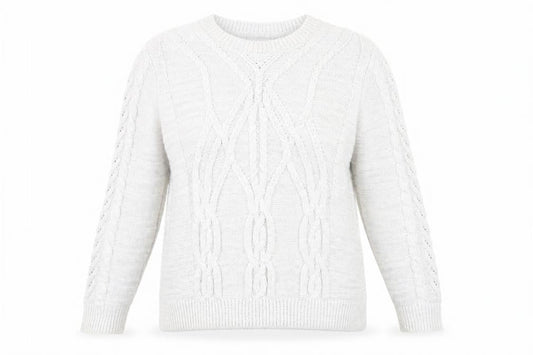 Front view of Red Herring Women's White Cable-Knit Jumper, size 12