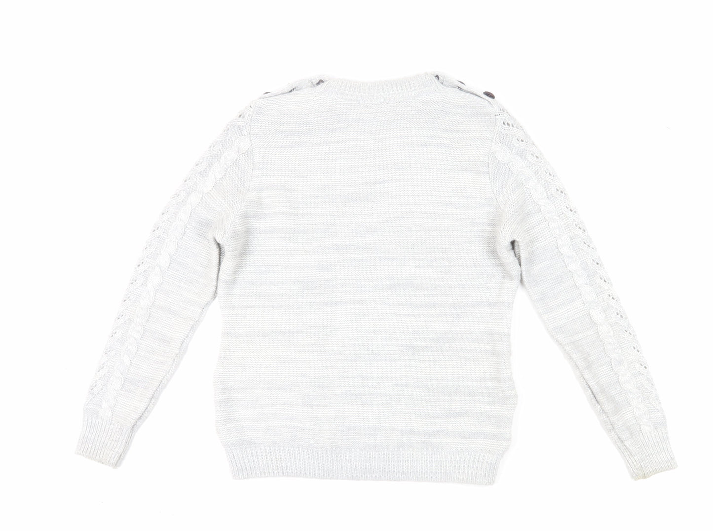 Red Herring Women's White Cable-Knit Jumper Size 12