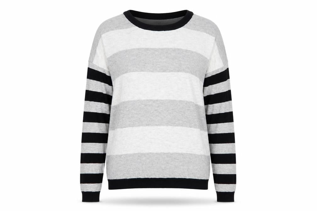 Gap Women's Grey Striped Pullover Jumper, Size S