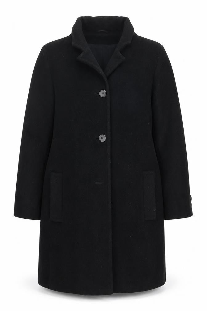 Kaliko Women's Black Mid-Length Overcoat, Size 14