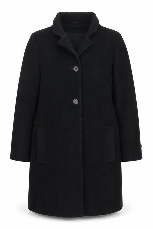 Kaliko Women's Black Mid-Length Overcoat, Size 14