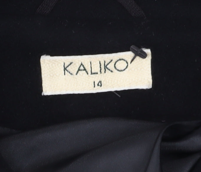 Kaliko Women's Black Mid-Length Overcoat, Size 14