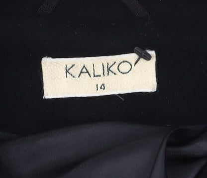 Close-up detail of Kaliko Women's Black Mid-Length Overcoat, size 14