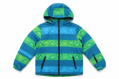Front view of Acca Mukka boys’ blue green puffer jacket 11-12 years