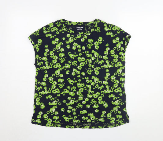 Whistles Women's Green Floral Cotton T-Shirt