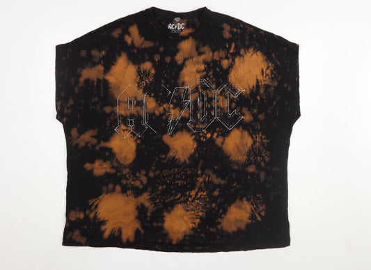 ASOS Unisex Black Tie-Dye AC/DC T-Shirt 2XS
