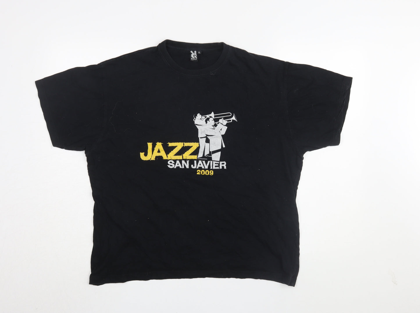Roly Unisex Black XL Music T-Shirt, Casual Style