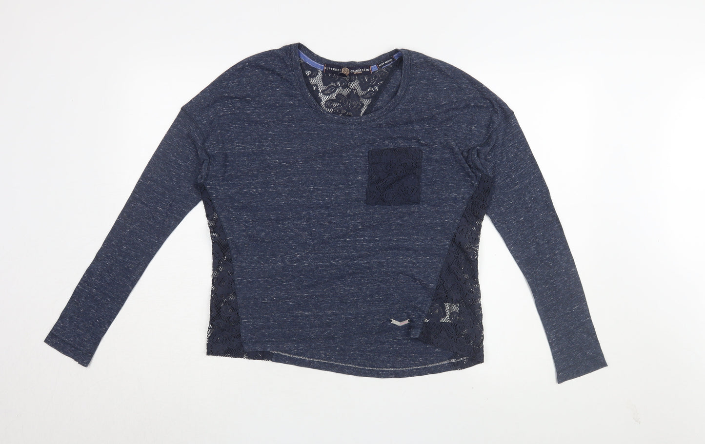 Superdry Women’s Blue Lace Jersey Long Sleeve Top, M