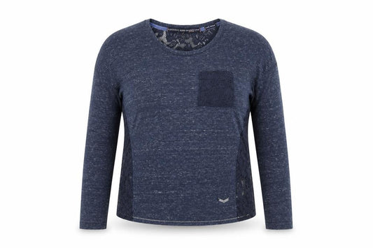 Superdry Women’s Blue Lace Jersey Long Sleeve Top, M