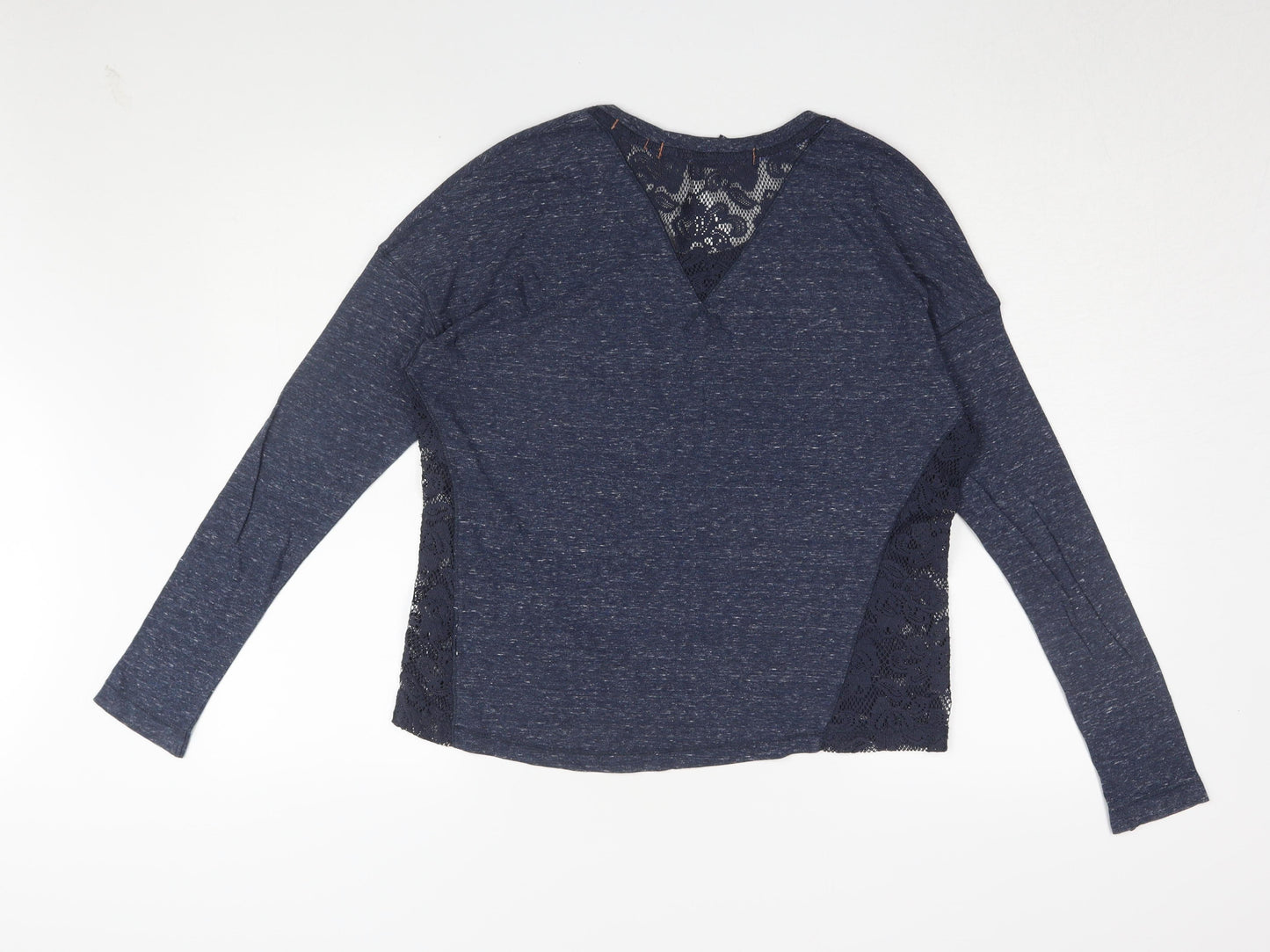 Superdry Women’s Blue Lace Jersey Long Sleeve Top, M
