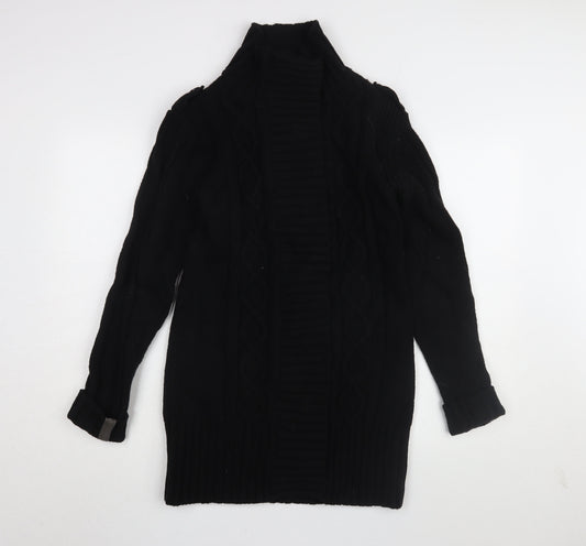 Golddigga Women's Black Coatigan Size 12 Long Wool Blend