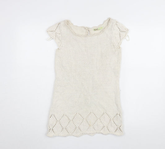 Old Navy Women Ivory Basic Knit T-Shirt, Size M