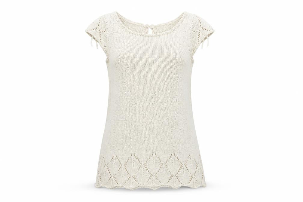 Old Navy Women Ivory Basic Knit T-Shirt, Size M