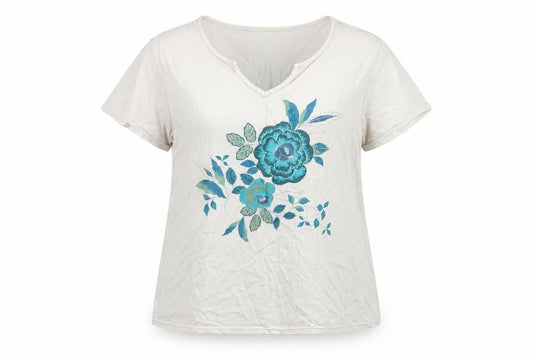 White Stag Women's Embroidered T-Shirt, 2XL White Floral