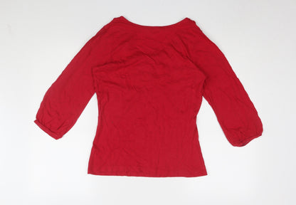 Back view of Red Herring Women's Red Beaded Blouse, size 10