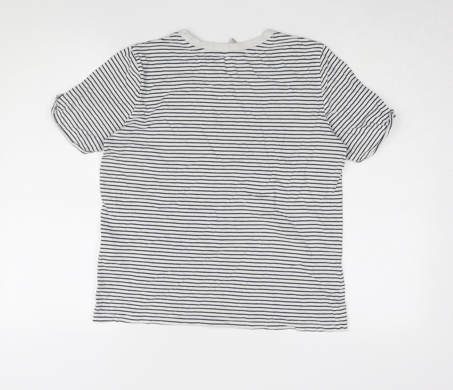 Pieces Women's White Striped T-Shirt, M, Casual Summer