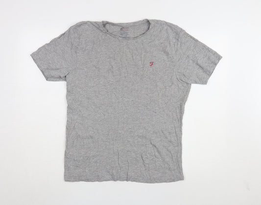 Farah Men's Grey Large T-Shirt, Short Sleeve, Crew Neck