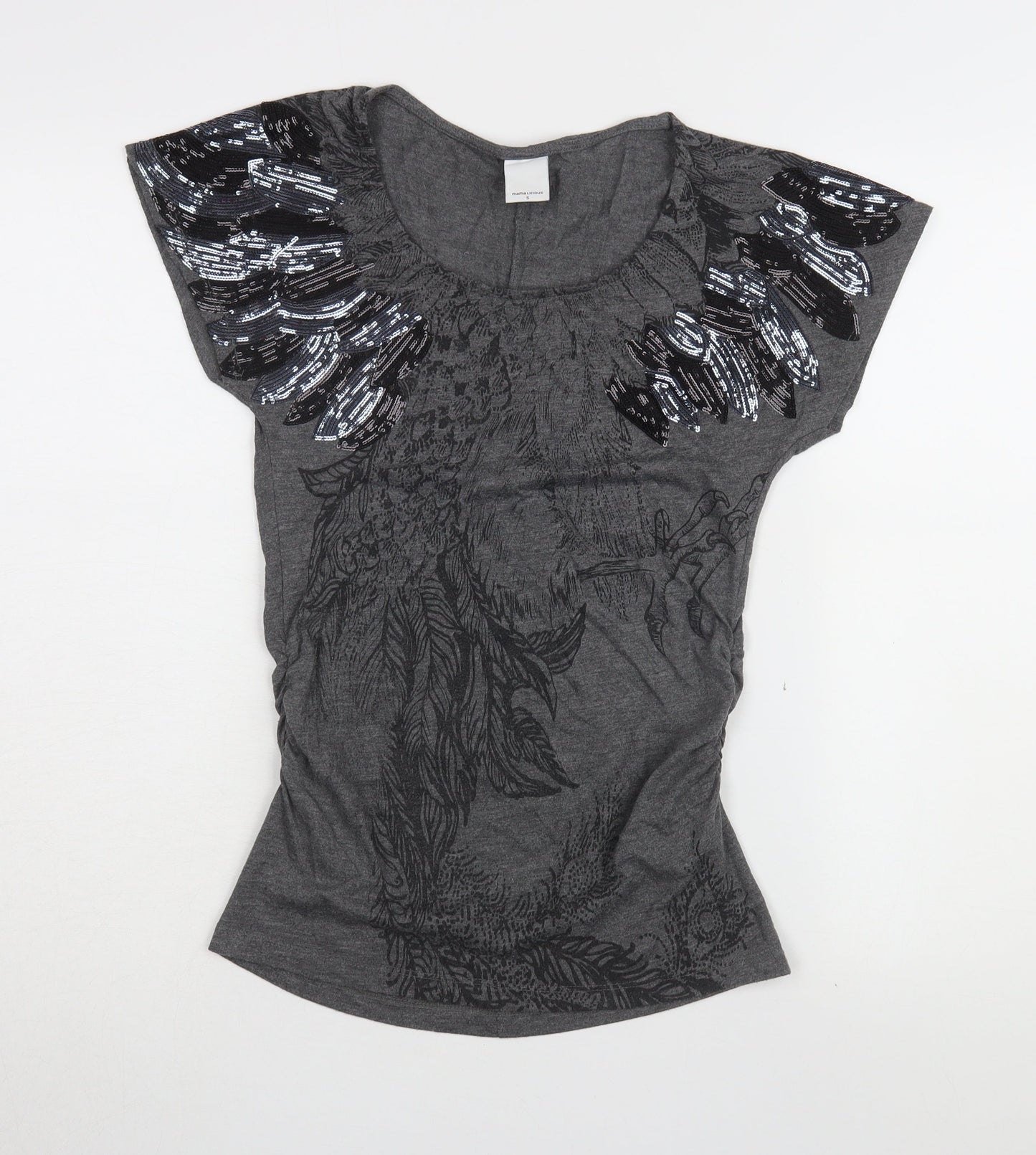 Mama Licious Women's Grey Sequin T-Shirt S