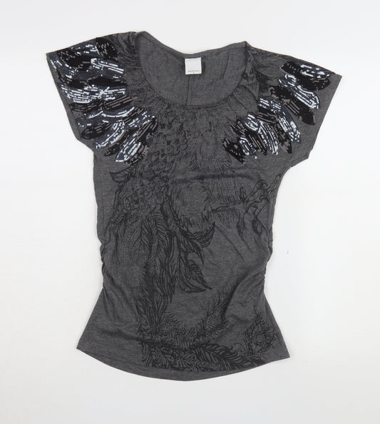 Mama Licious Women's Grey Sequin T-Shirt S