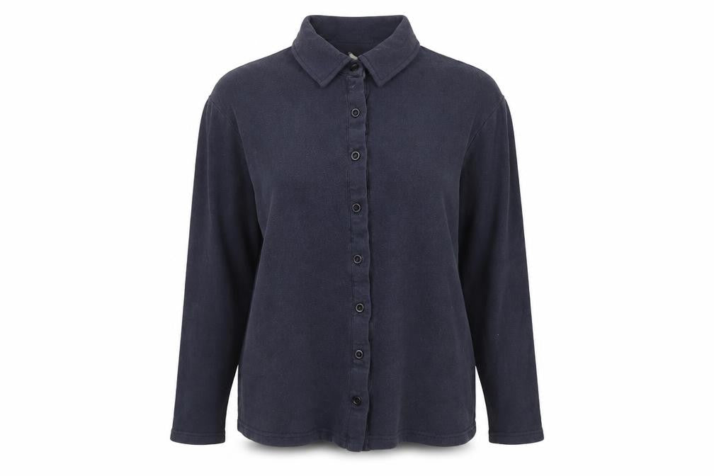 Cotton Traders Women's Blue Button-Up Shirt, Size 12, Long Sleeve