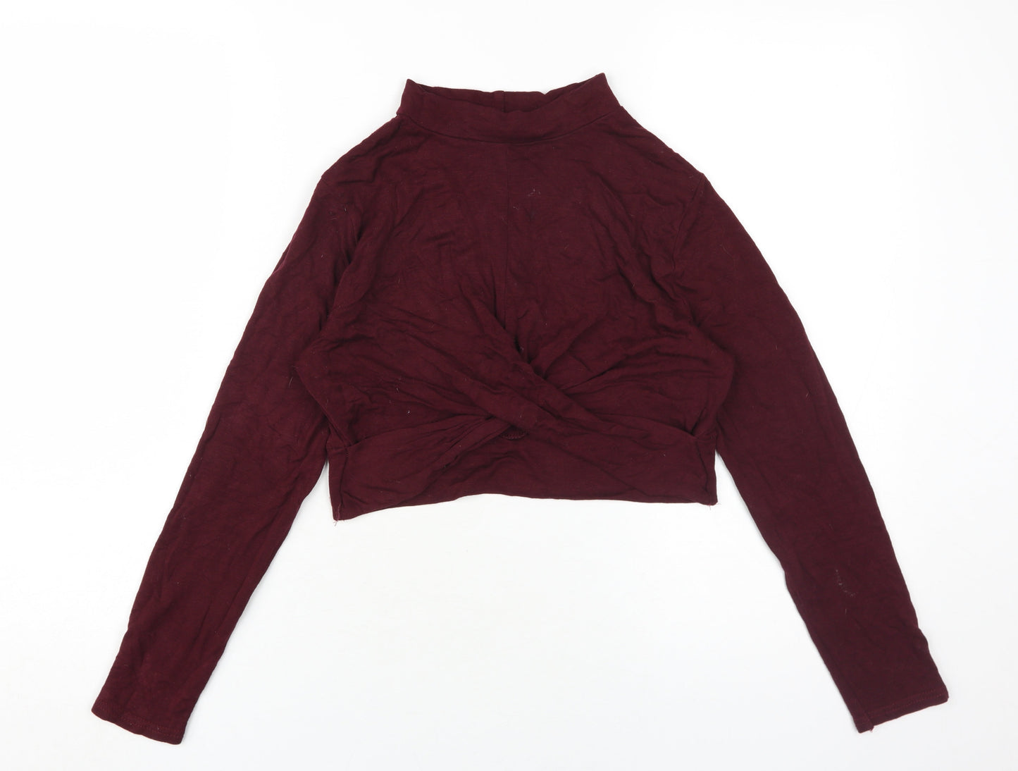 Topshop Women's Cropped Red Mock Neck Petite Size 12