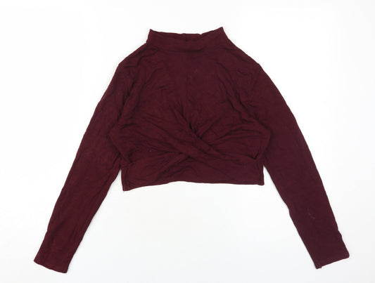 Topshop Women's Cropped Red Mock Neck Petite Size 12