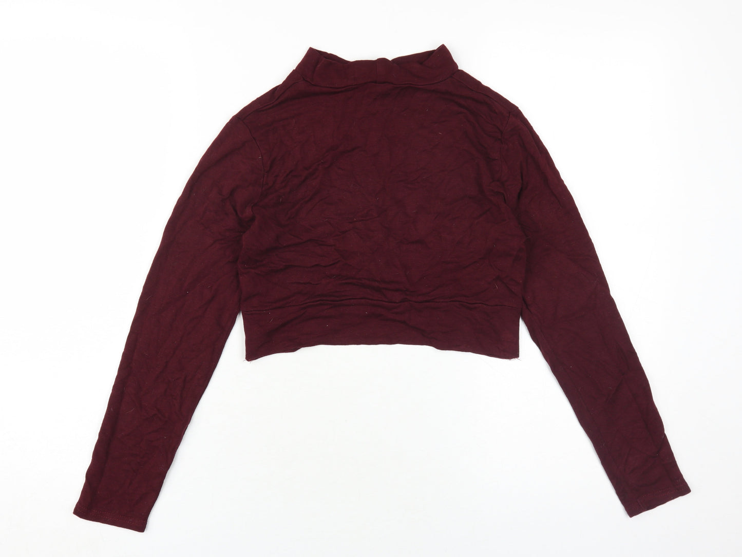 Topshop Women's Cropped Red Mock Neck Petite Size 12