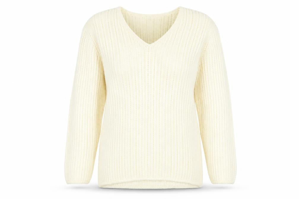 Straven Women’s Ivory Cotton V-Neck Pullover Jumper
