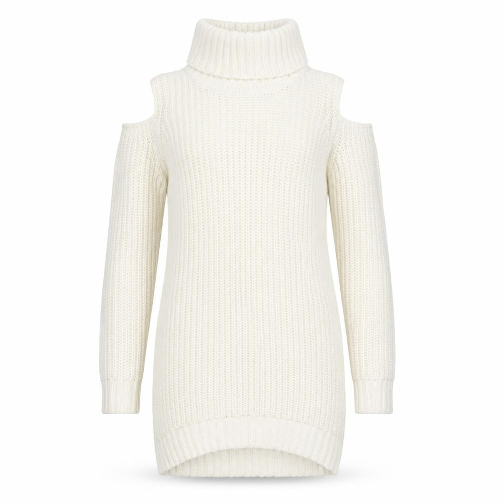 Fashion Union Women's Ivory Roll Neck Pullover Jumper