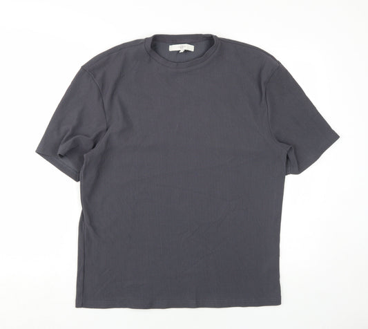River Island Men's Grey Crew Neck T-Shirt Size M
