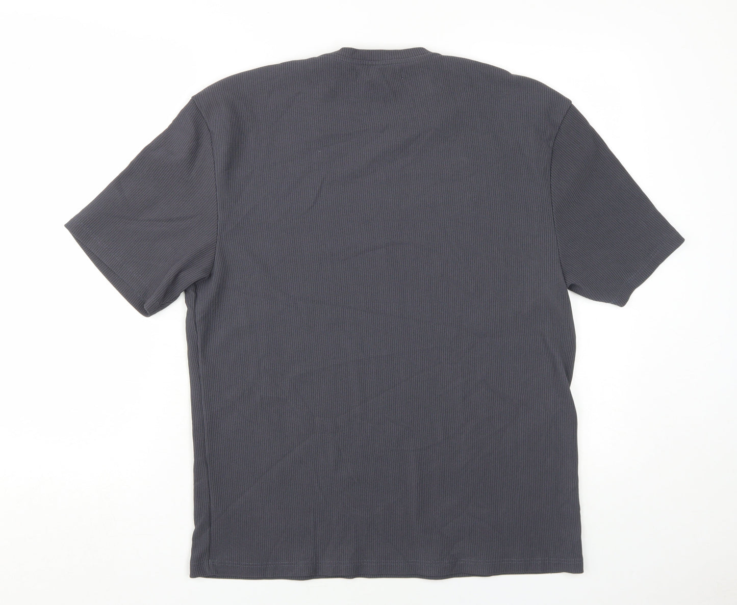 River Island Men's Grey Crew Neck T-Shirt Size M