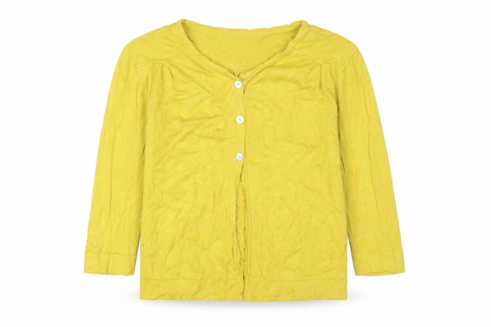 Ginalaura Women's Yellow V-Neck Cardigan M Lightweight