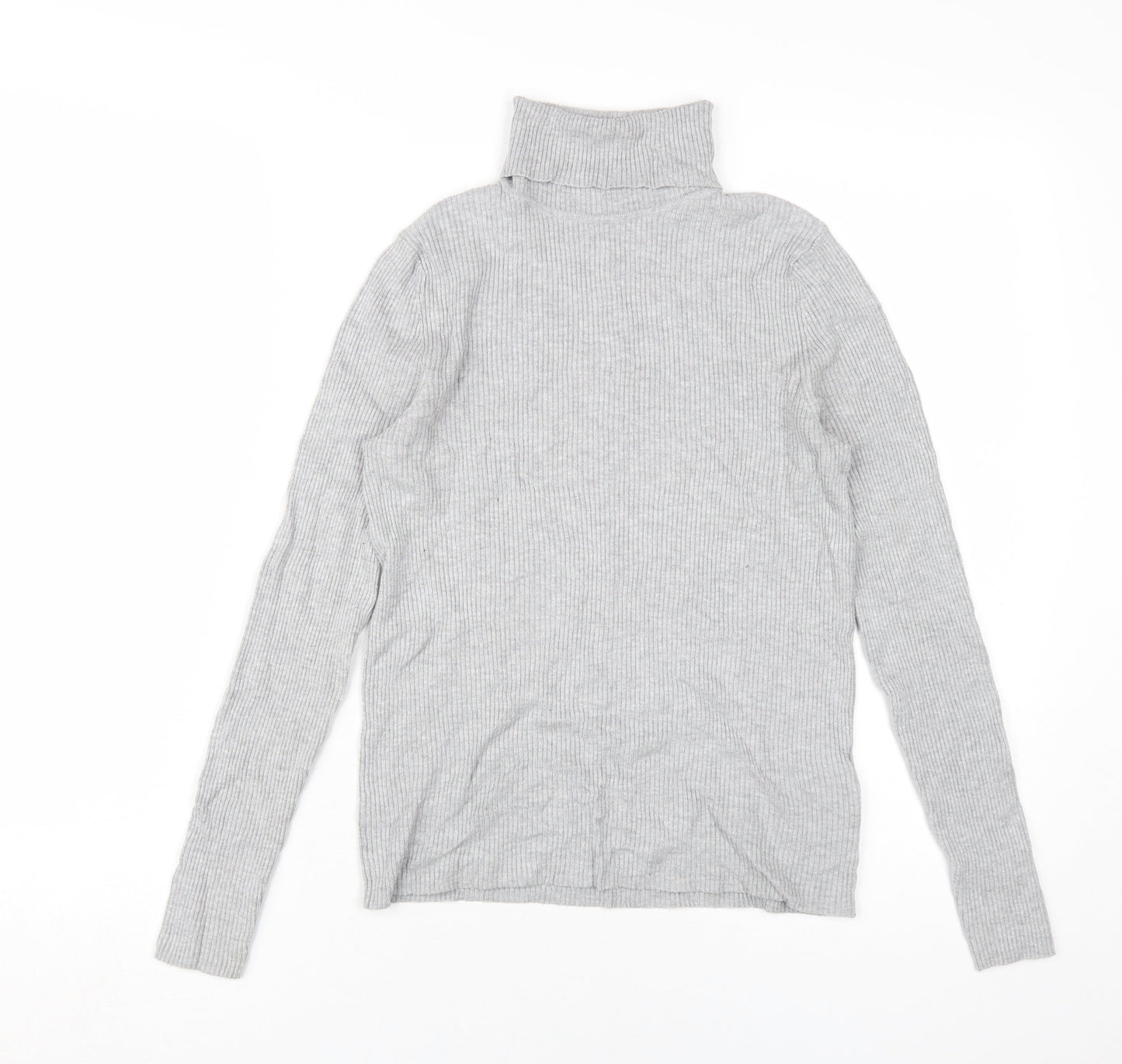 Marks & Spencer Women's Grey Roll Neck T-Shirt Size 10