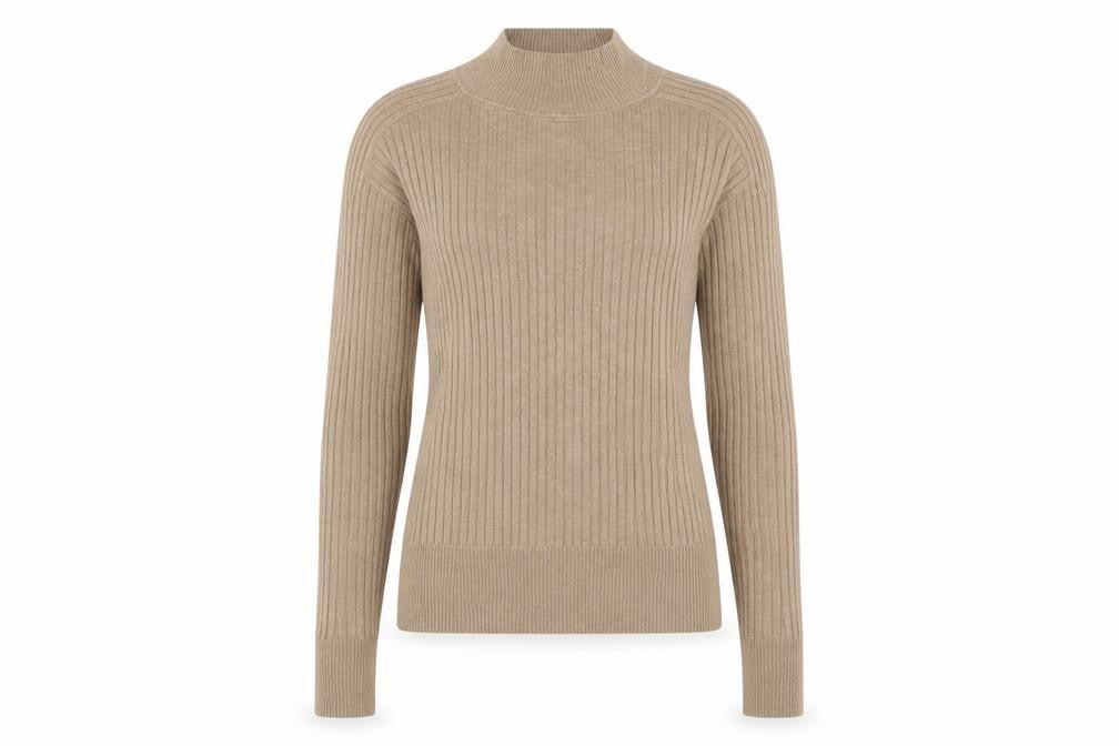 Next Women Beige Jersey Blouse Size 6 Long Sleeve