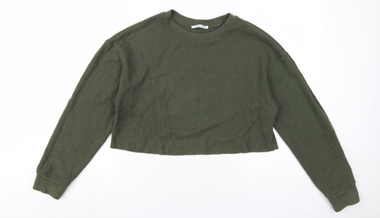 Zara Women's Green Pullover Sweatshirt Size 10