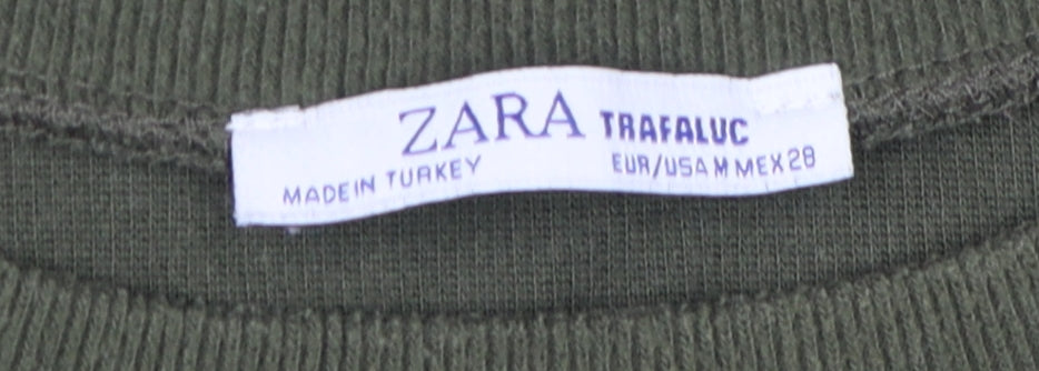 Zara Women's Green Pullover Sweatshirt Size 10