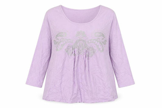 Mia Linea Women's Plus Purple 3/4 Sleeve T-Shirt Size 26/28