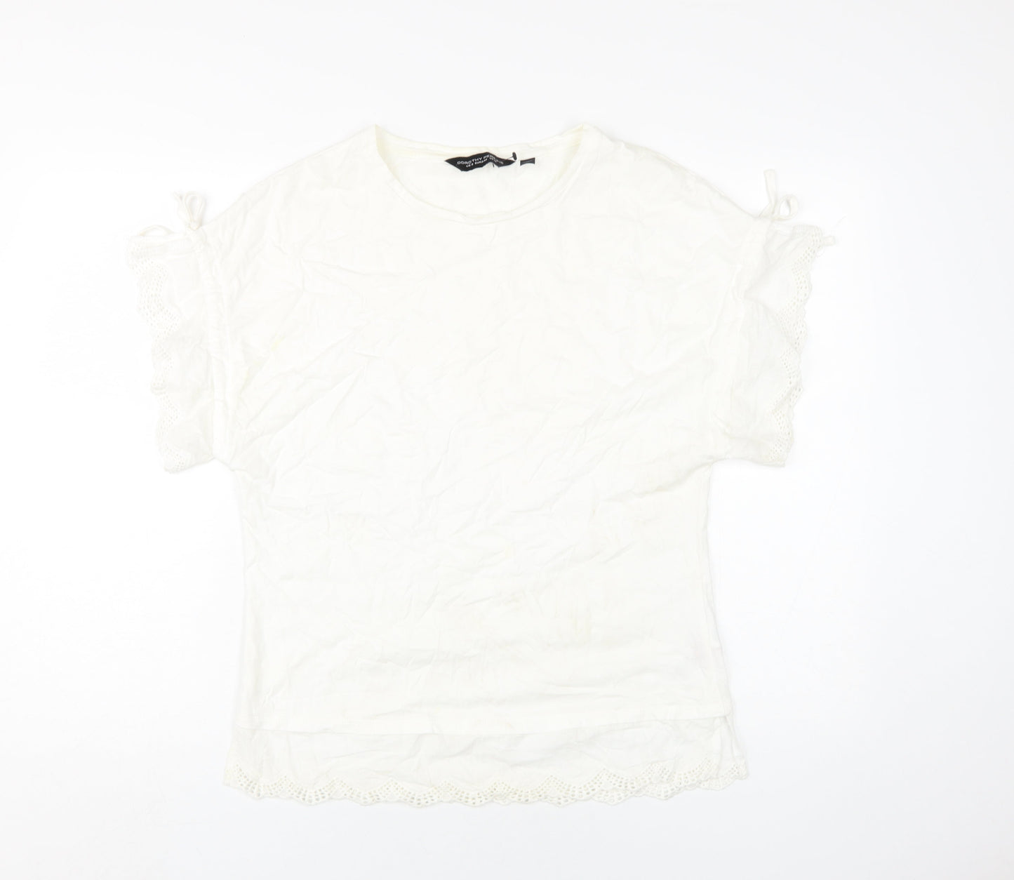 Dorothy Perkins Women's White Cotton Short Sleeve T-Shirt