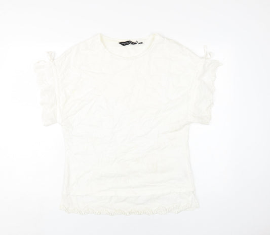 Dorothy Perkins Women's White Cotton Short Sleeve T-Shirt
