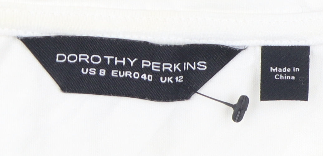 Dorothy Perkins Women's White Cotton Short Sleeve T-Shirt